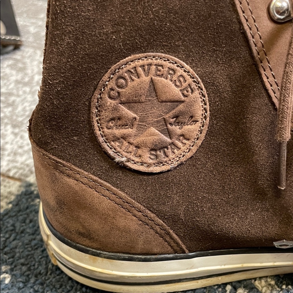Converse Brown Suede High-Top Sneakers with Red Lining, VGC - Picture 7 of 8